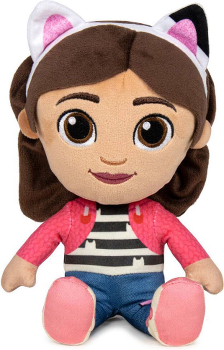 Gabby - Gabby’s Poppenhuis Pluche Knuffel 28 cm {Gabbys Dollhouse Plush Toy | Speelgoed Knuffeldier Knuffelpop voor kinderen jongens meisjes | Gabby, Cakey, Kitty Fee, Meerminkat, Pandy Poek | Mercat, Kitty Fairy, Pandy Paws, Cakey Cat}